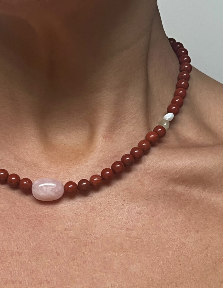 Orlaithe - Red Jasper & Beryl Necklace