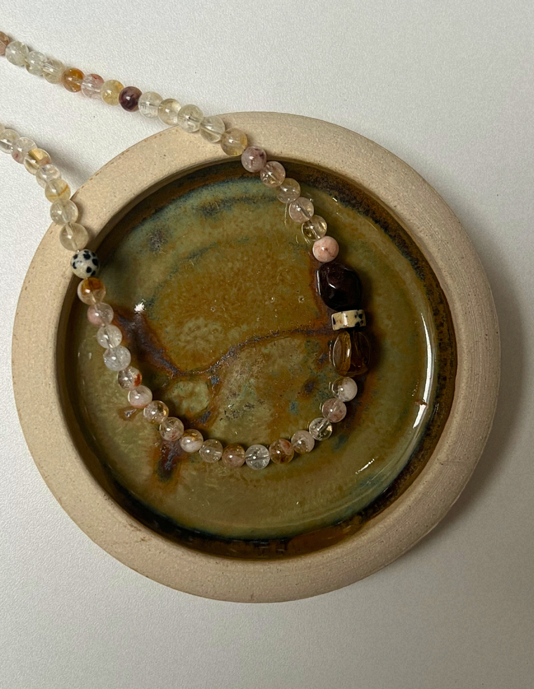Solar 4 - Quartz & Garnet Necklace