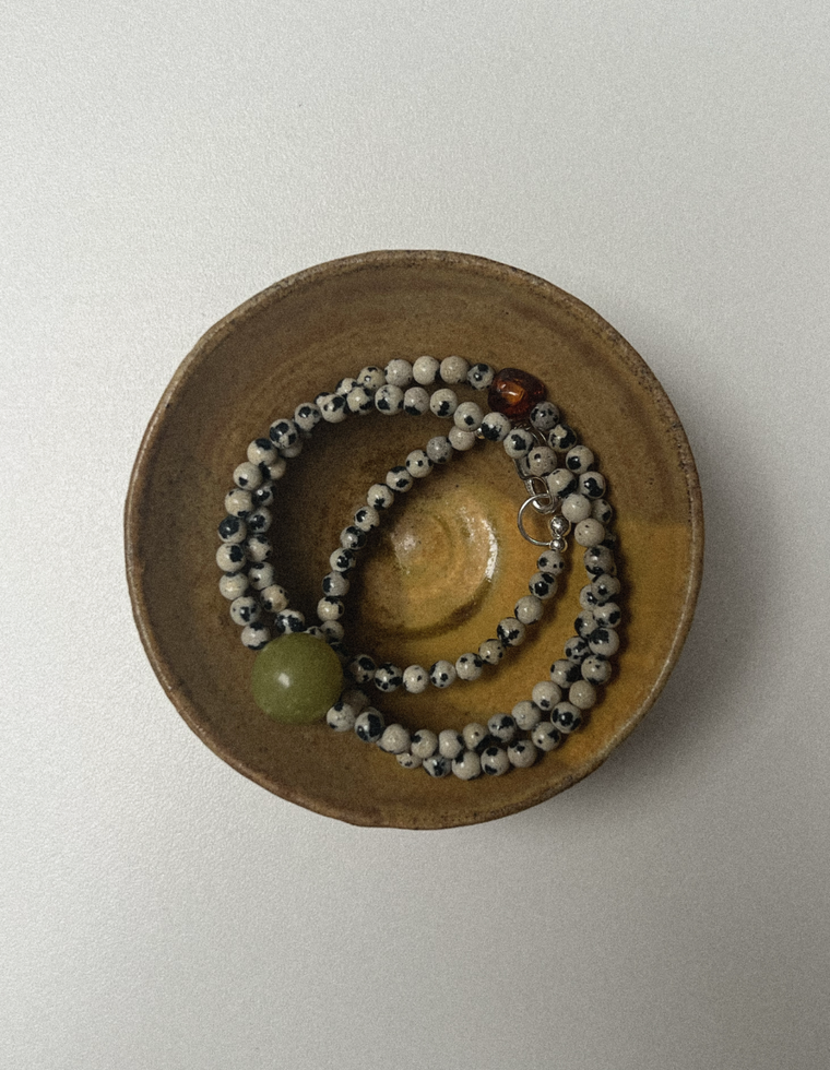 Maevra - Dalmatian Jasper & Olive Jade Necklace