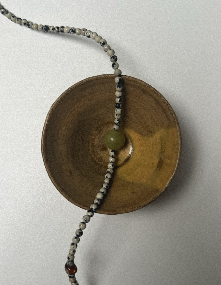Maevra - Dalmatian Jasper & Olive Jade Necklace