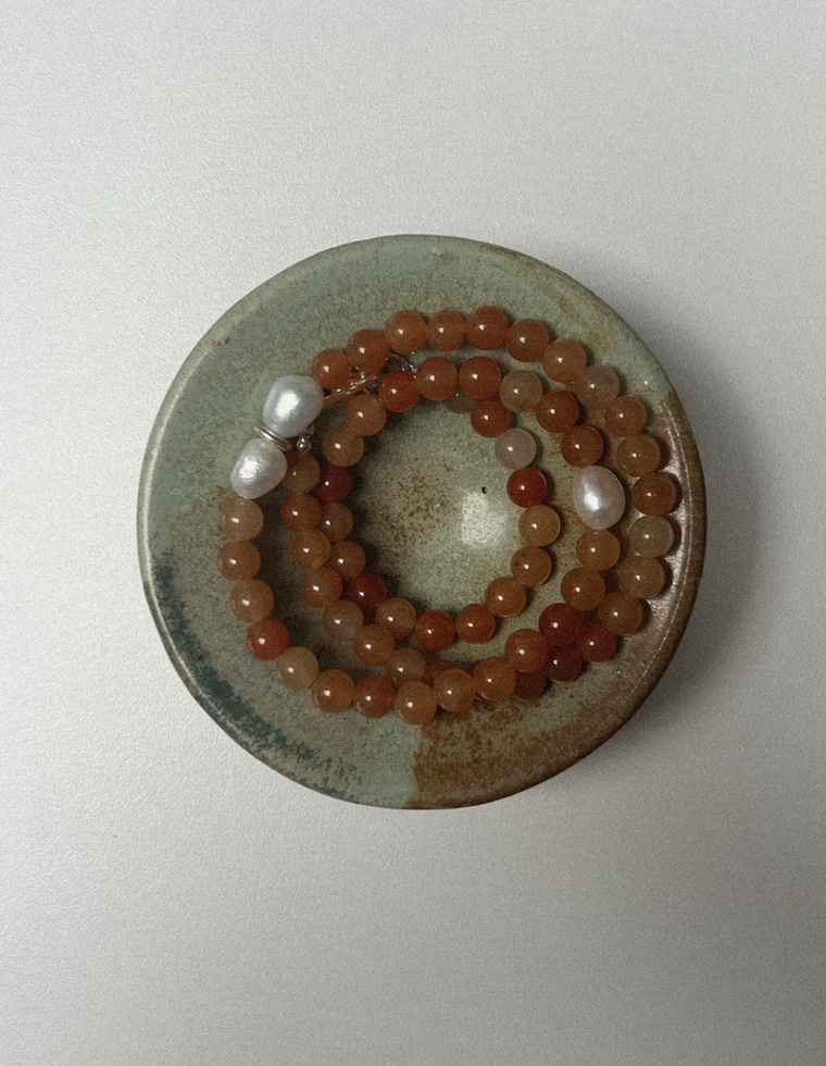 Tirassa - Orange Quartz & Pearl Necklace