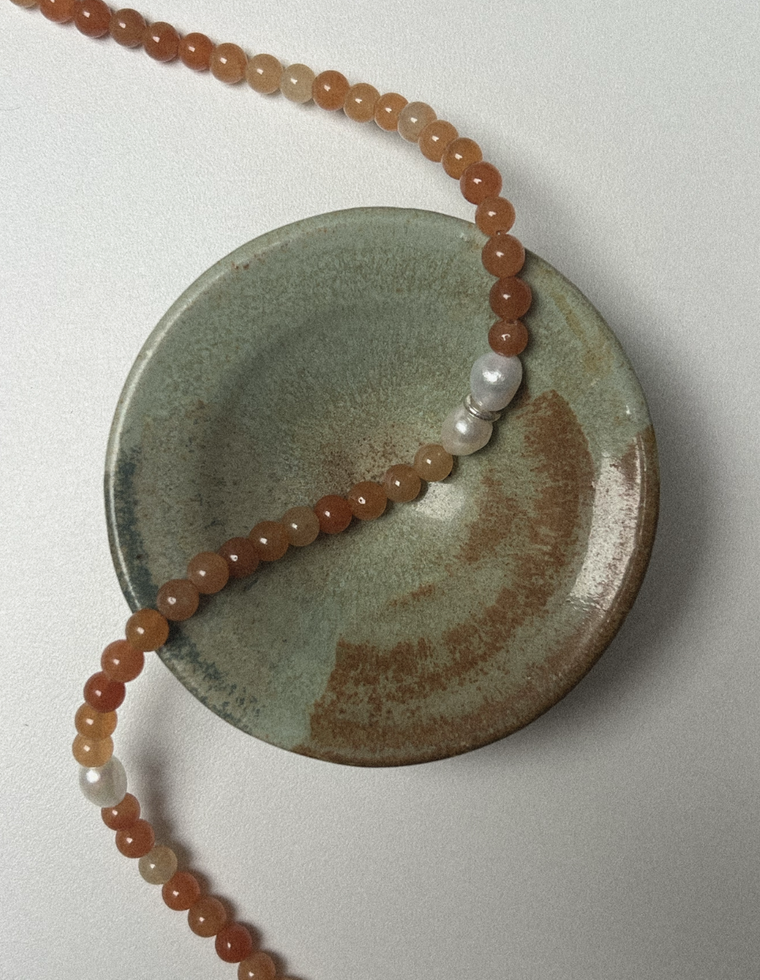 Tirassa - Orange Quartz & Pearl Necklace