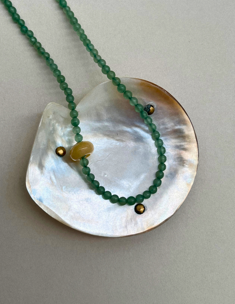 Habit 17 – Blue-Green Aventurine & Yellow Topaz Movement Necklace