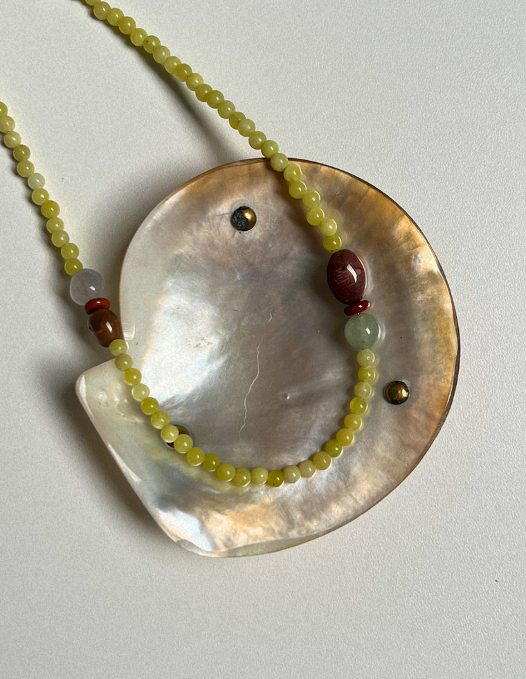 Orchard 9 - Olive Jade & Aventurine Necklace