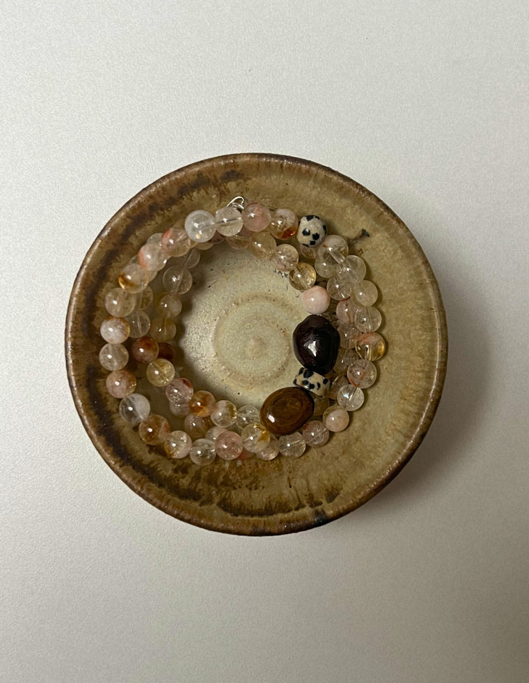 Solar 4 - Quartz & Garnet Necklace