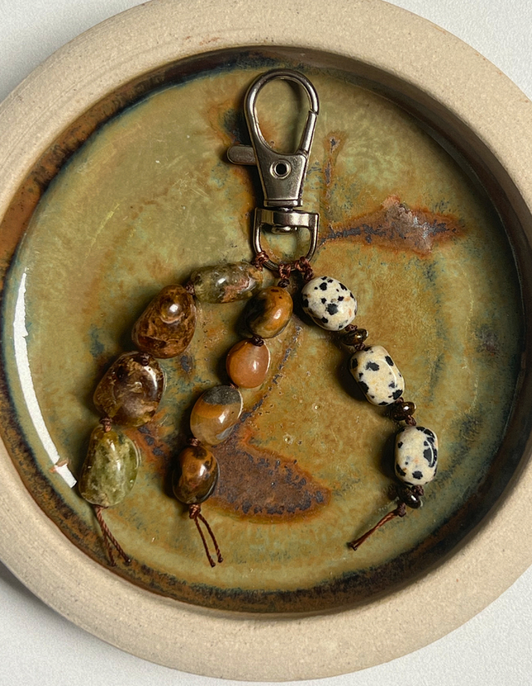 Stoned Charm - Green Garnet & Flower Amazonite