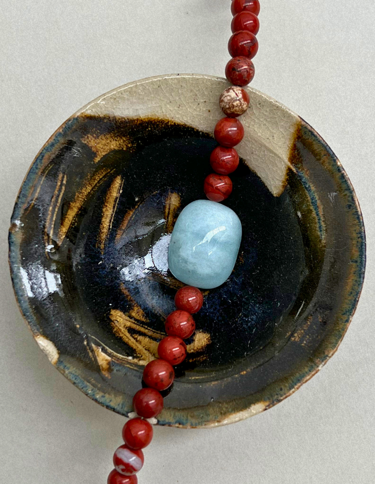 Cairn 3 – Red Jasper & Blue Beryl Necklace