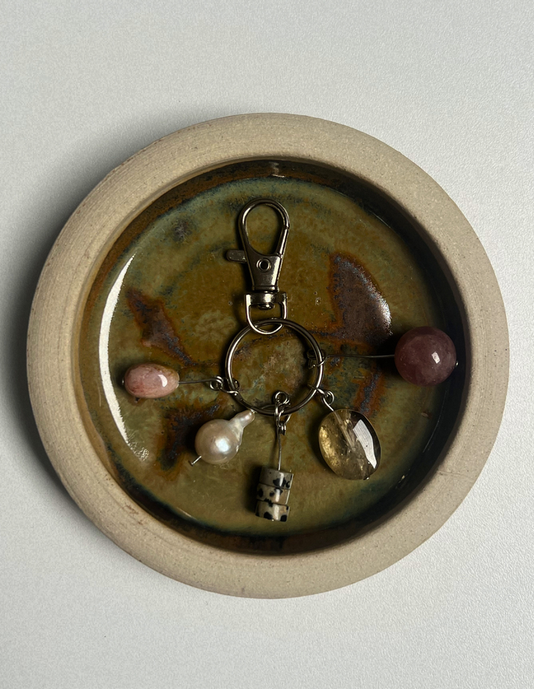 Orbit Charm – Freshwater Pearl & Strawberry Quartz