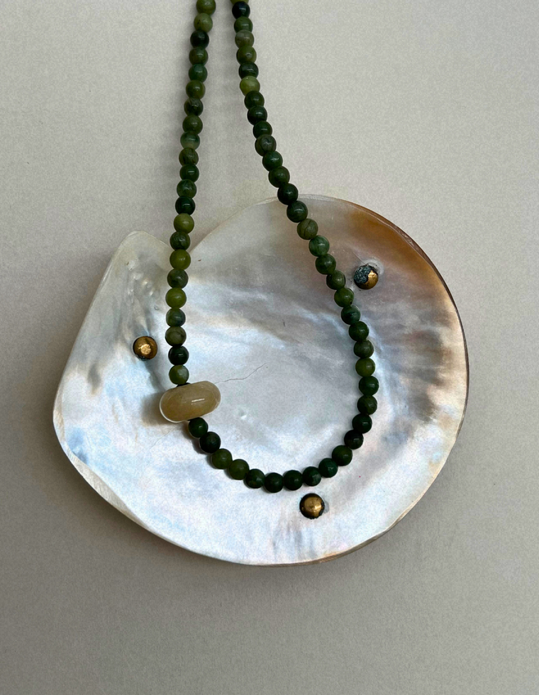 Habit 20 – Green Jade & Yellow Topaz Movement Necklace