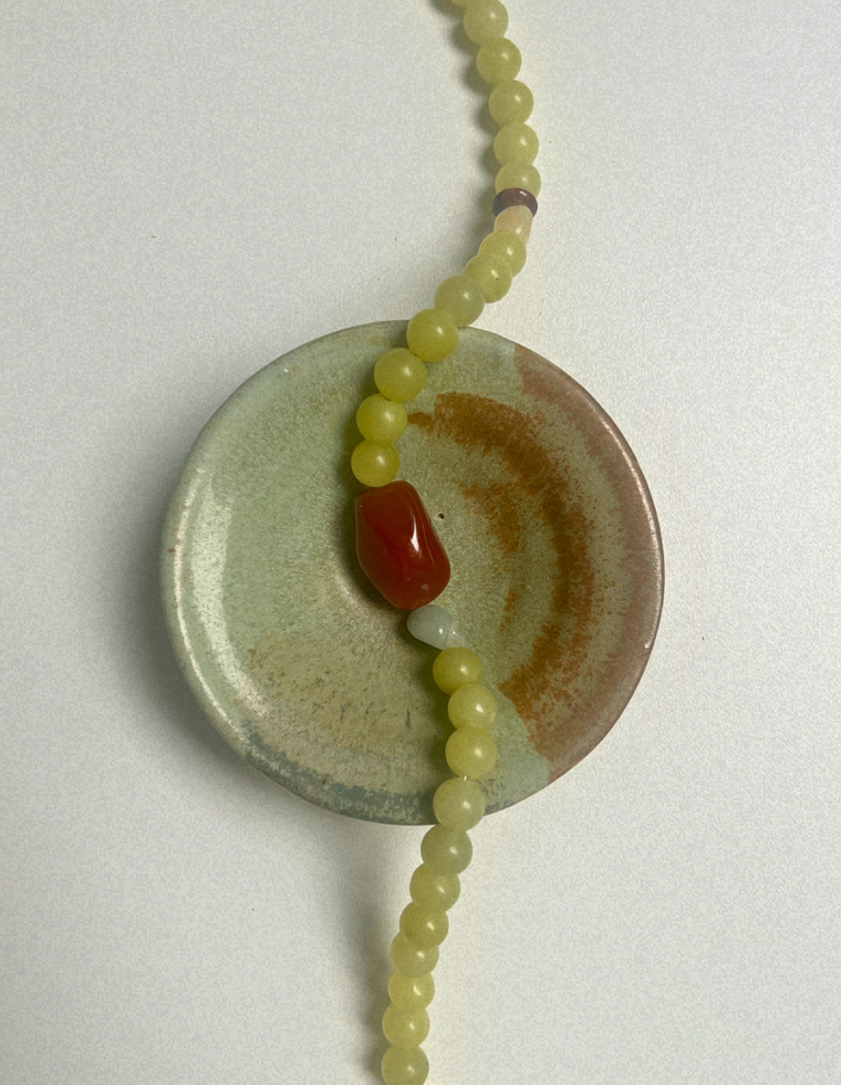 Trove 33 - Olive Jade & Carnelian Necklace