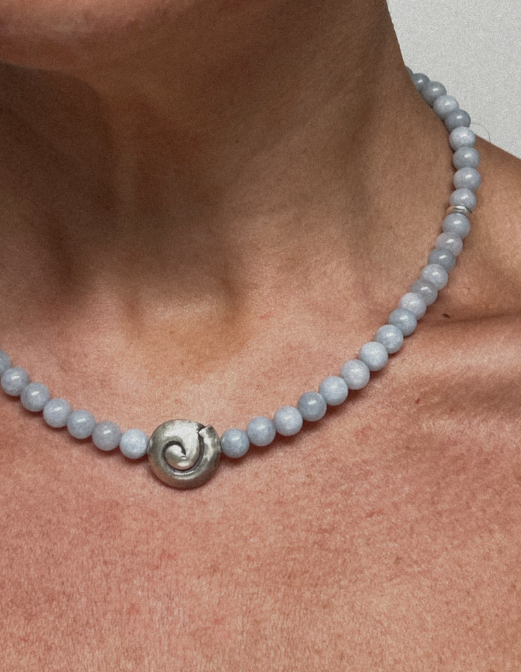 Elunor  - Angelite & Silver Necklace