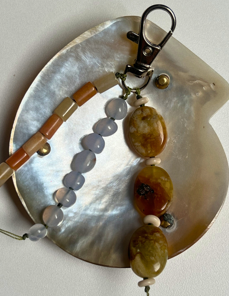 Stoned Charm - Blue Chalcedony & Jade