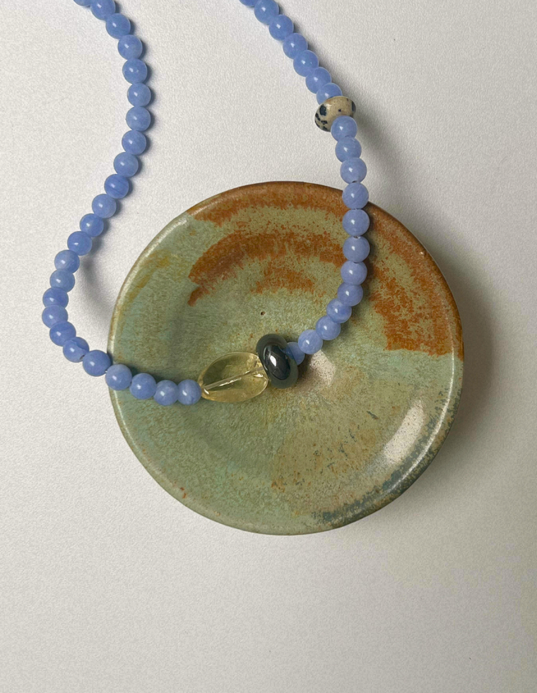Light Forms 12 - Blue Lace Agate & Citrine Necklace