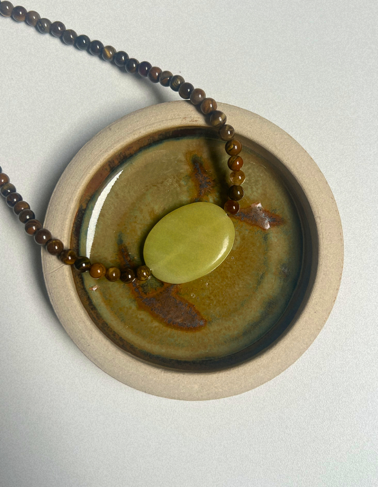 Shift 7 - Tiger Eye & Olive Jade Necklace