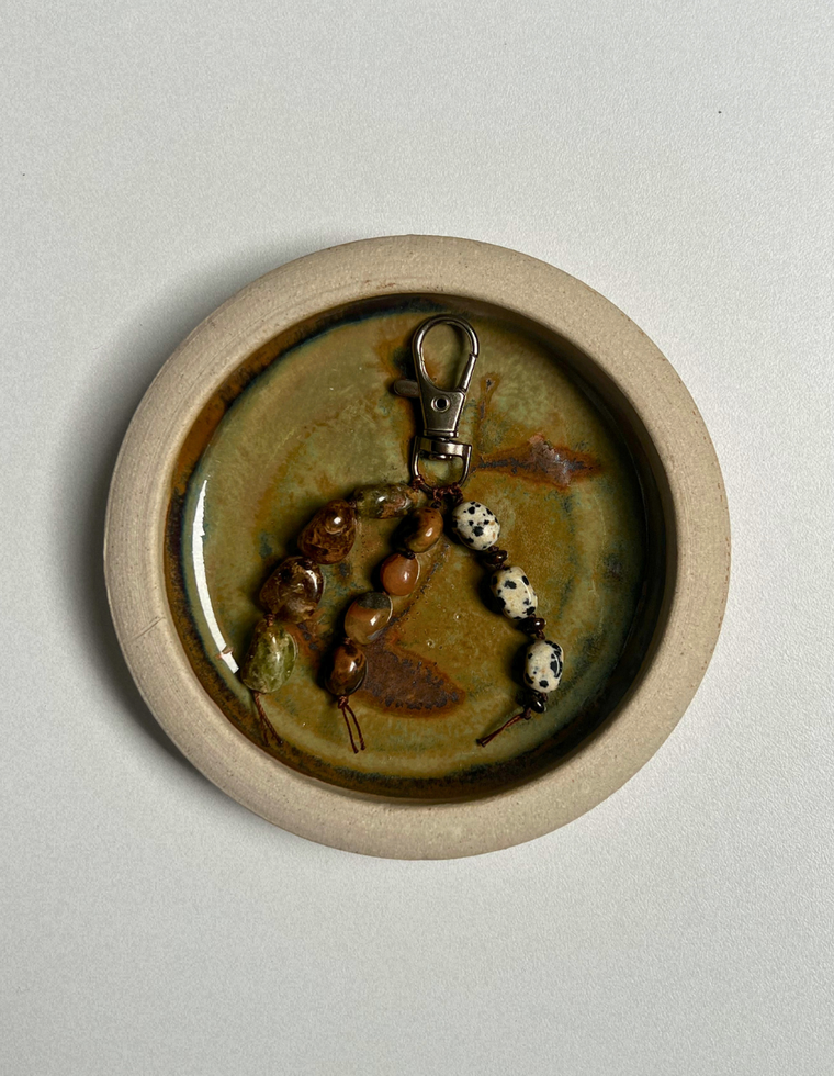 Stoned Charm - Green Garnet & Flower Amazonite