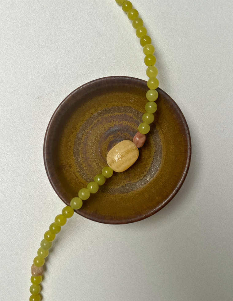 Emerge 9 - Olive Jade & Yellow Calcite Necklace