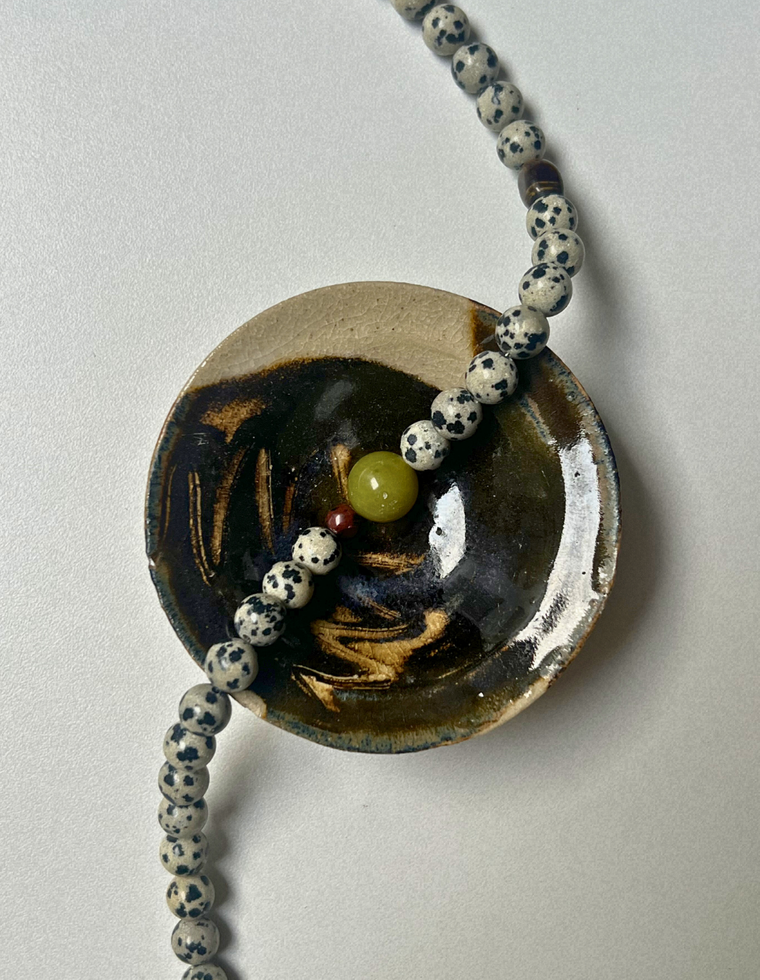 Strata 7 - Dalmatian Jasper & Olive Jade Necklace