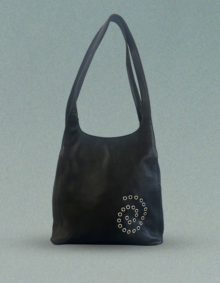 Spiral Stud Vintage Leather Bag / Piece 53