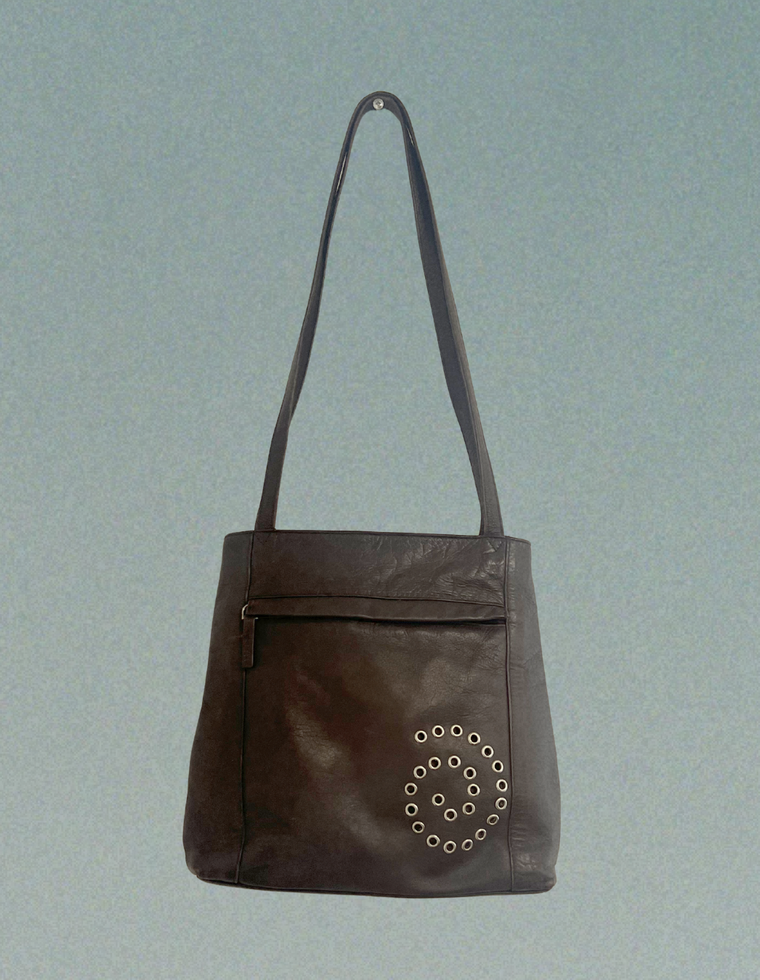 Spiral Stud Vintage Leather Bag / Piece 54