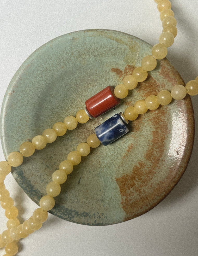 Cirella - Yellow Jade & Red Jasper Necklace