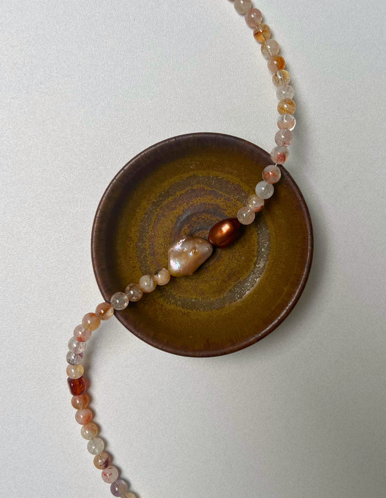 Light Forms 8 - Madeira Quartz & Pearl Necklace