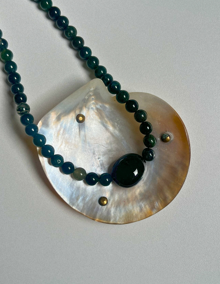Relic 11 - Moss Agate & Onyx Necklace