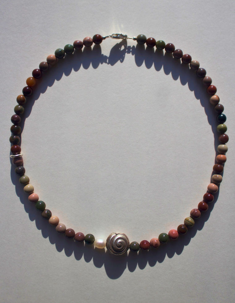 Tethys - Jasper & Silver Spiral Necklace