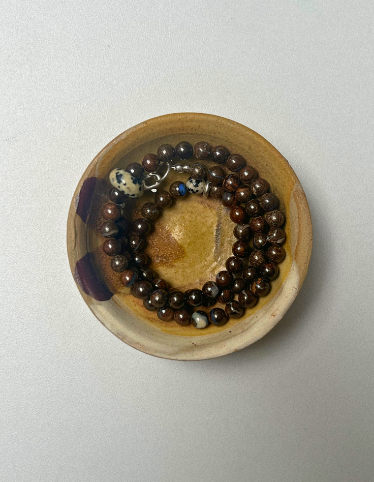 Earth Hold 10 - Boulder Opal & Dalmatian Jasper Necklace