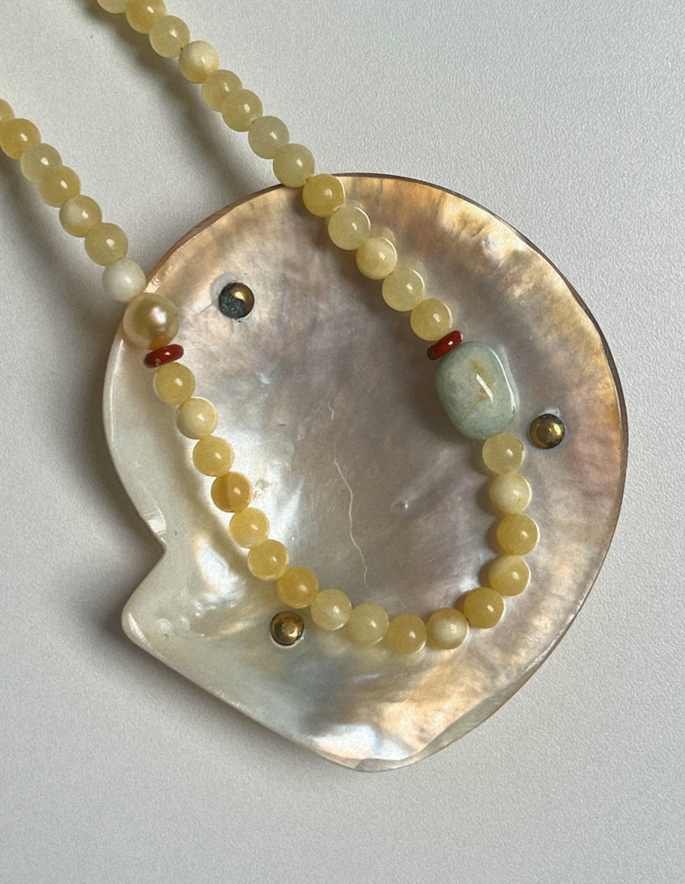 Halo 9 - Yellow Jade & Beryl Necklace