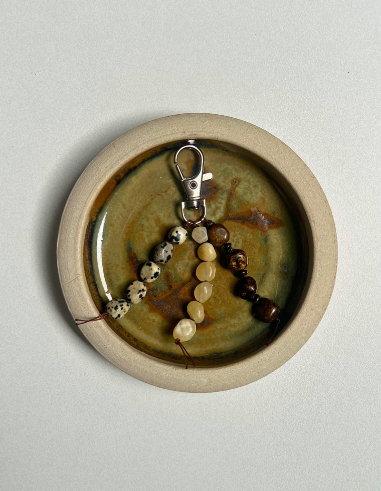 Stoned Charm - Green Garnet & Bronzite