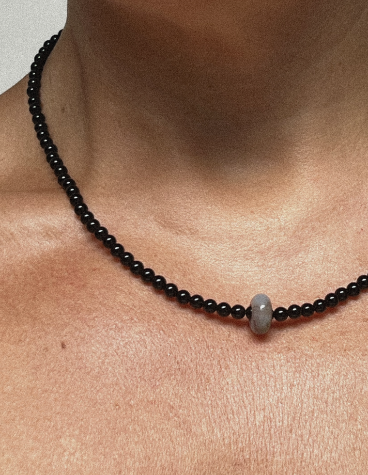 Solmin - Onyx & Ocean Jasper Movement Necklace