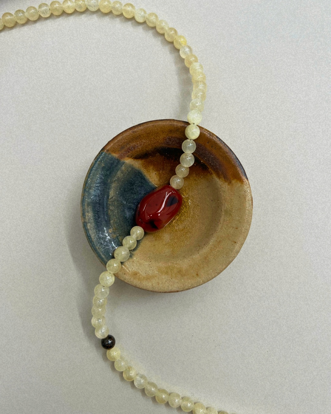 Harvest 14: silk jade and carnelian necklace, hand-strung by Palm of Feronia