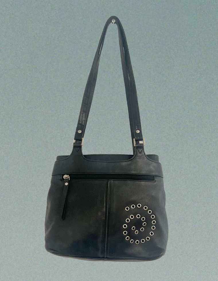 Spiral Stud Vintage Leather Bag / Piece 56
