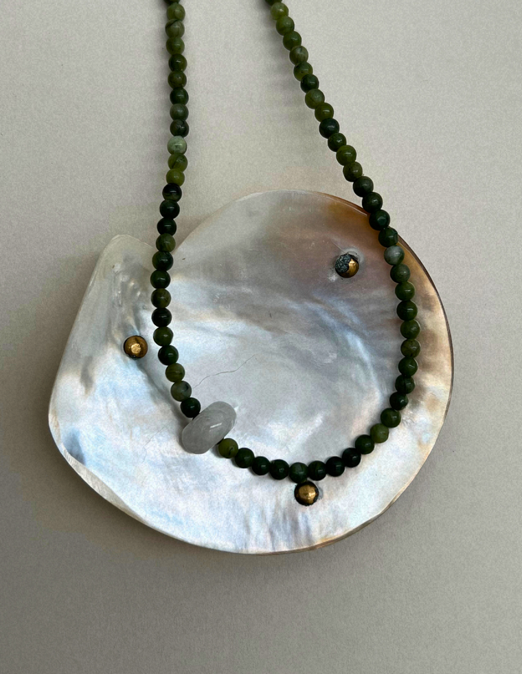 Habit 25 – Green Jade & Clear Quartz Movement Necklace