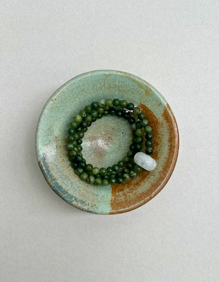 Habit 25 – Green Jade & Clear Quartz Movement Necklace