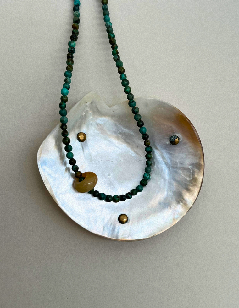 Habit 24 – African Turquoise & Yellow Topaz Movement Necklace