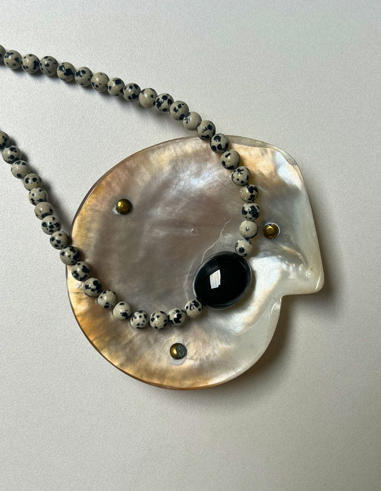 Strata 9 -Dalmatian Jasper & Onyx Necklace