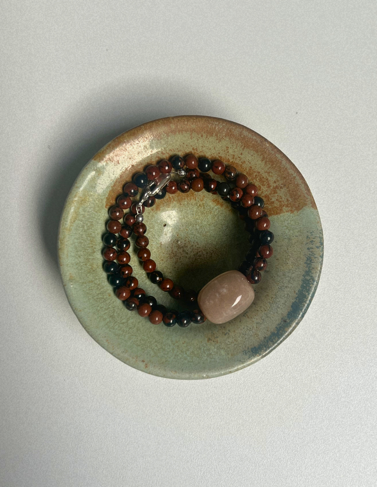 Counter 19 - Mahogany Obsidian & Moonstone Necklace