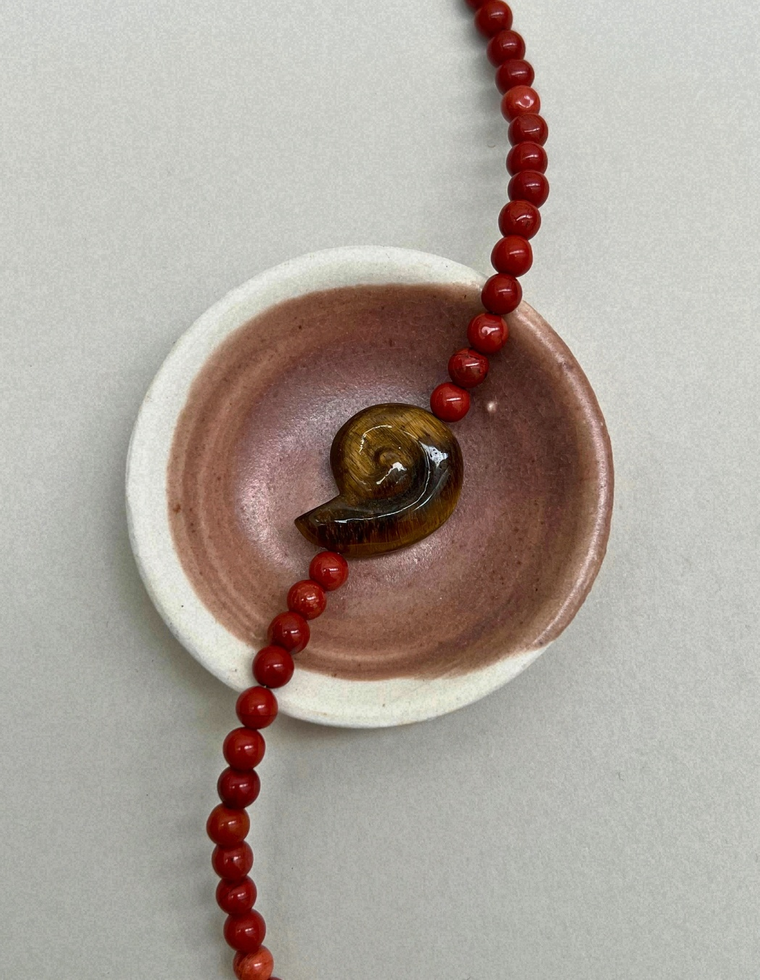 Axis 5: red jasper whorl necklace, hand-strung by Palm of Feronia