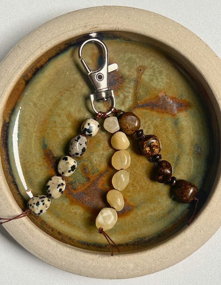 Stoned Charm - Green Garnet & Bronzite
