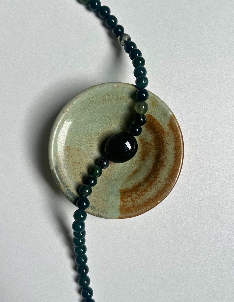 Relic 11 - Moss Agate & Onyx Necklace