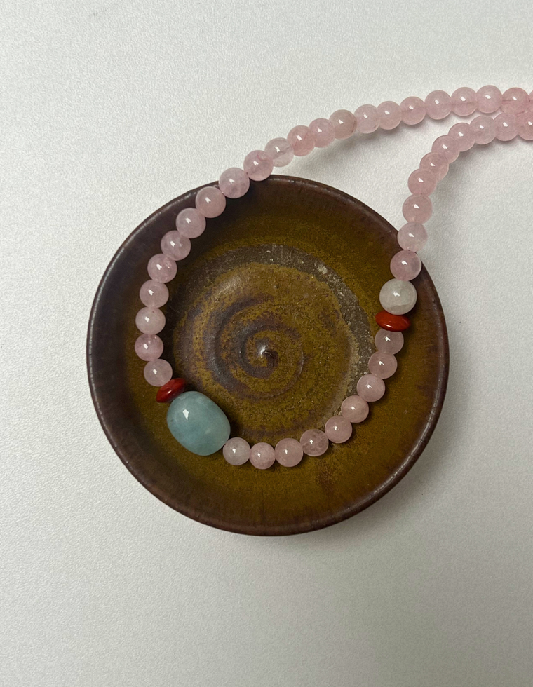 Emerge 13 - Rose Quartz & Beryl Necklace