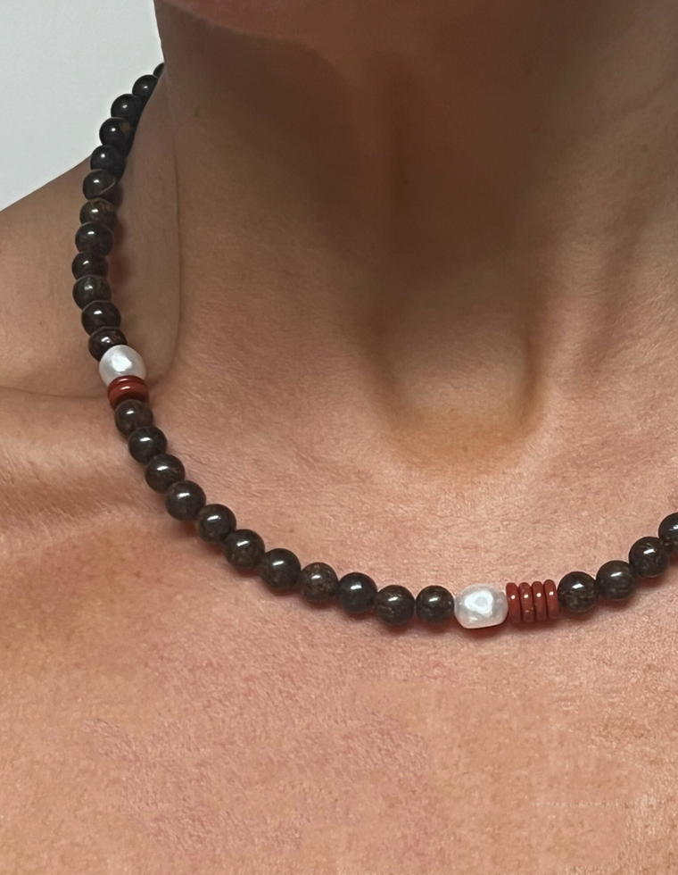 Amryth - Bronzite & Pearl Necklace