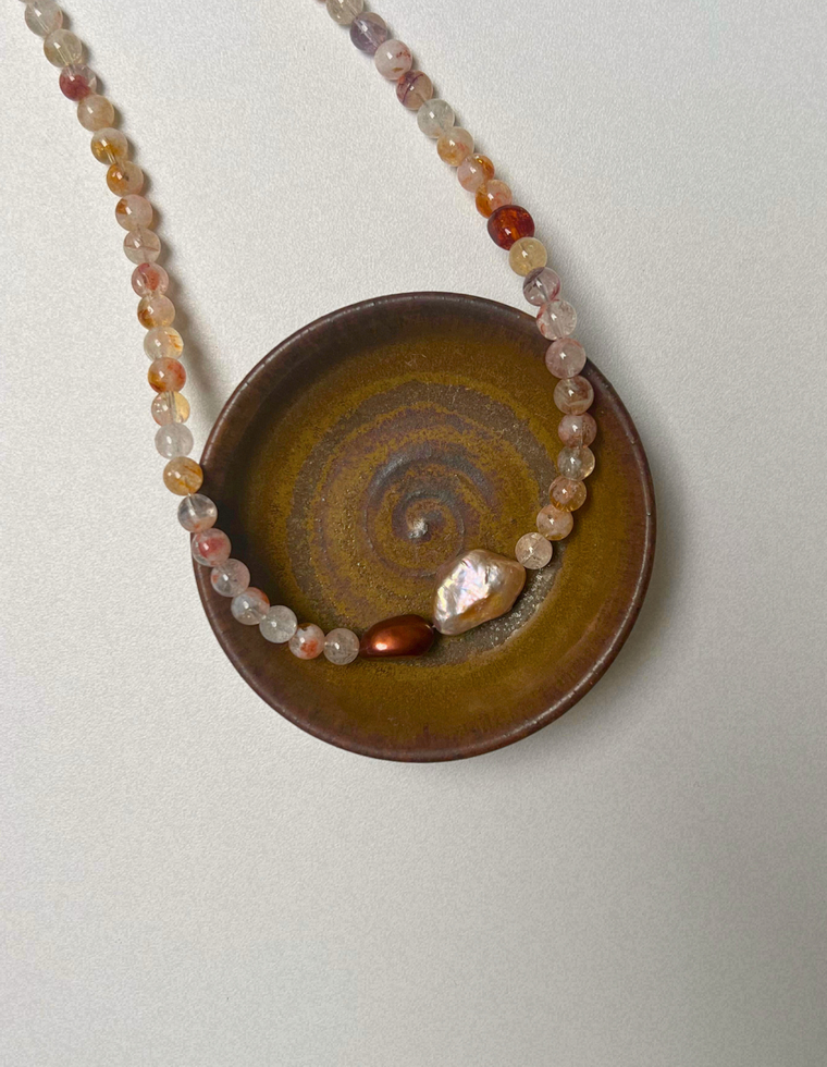 Light Forms 8 - Madeira Quartz & Pearl Necklace