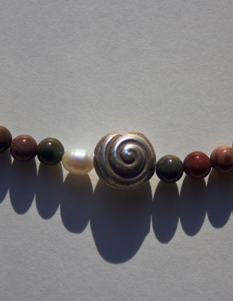 Tethys - Jasper & Silver Spiral Necklace