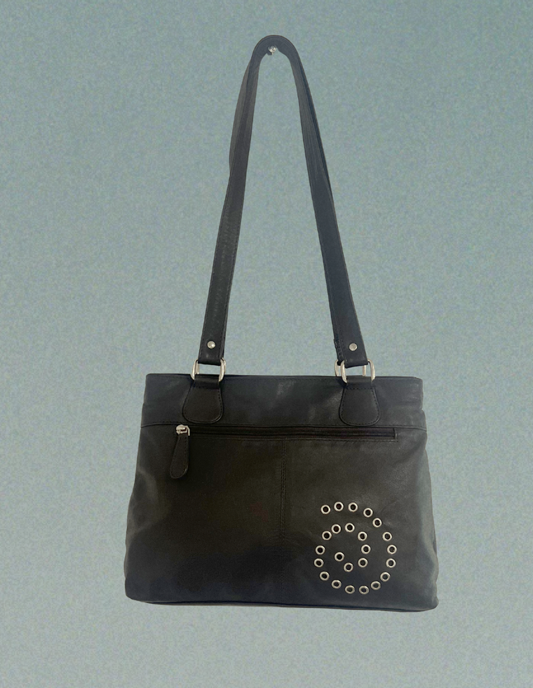 Spiral Stud Vintage Leather Bag / Piece 57
