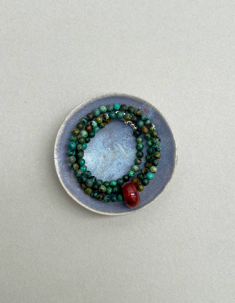 Habit 22 – African Turquoise & Red Jasper Movement Necklace