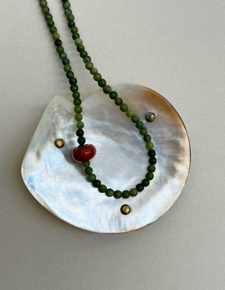 Habit 21 – Green Jade & Red Jasper Movement Necklace