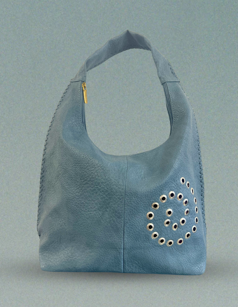 Spiral Stud Vintage Leather Bag / Piece 59