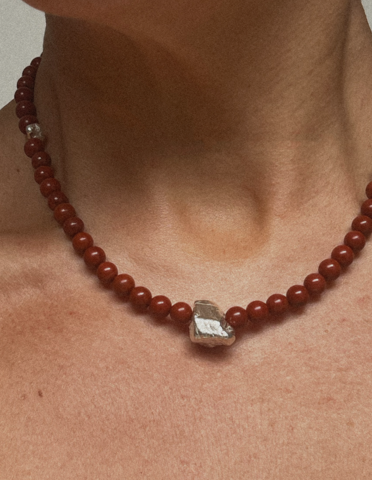 Ferra II - Red Jasper & Silver Necklace